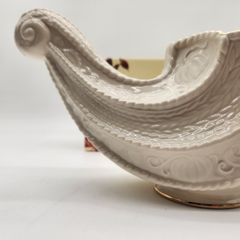 Lenox Fruits Of Life Cornucopia Ivory With 24K Gold Trim Thanksgiving Fall Decor - Picture 3 of 11